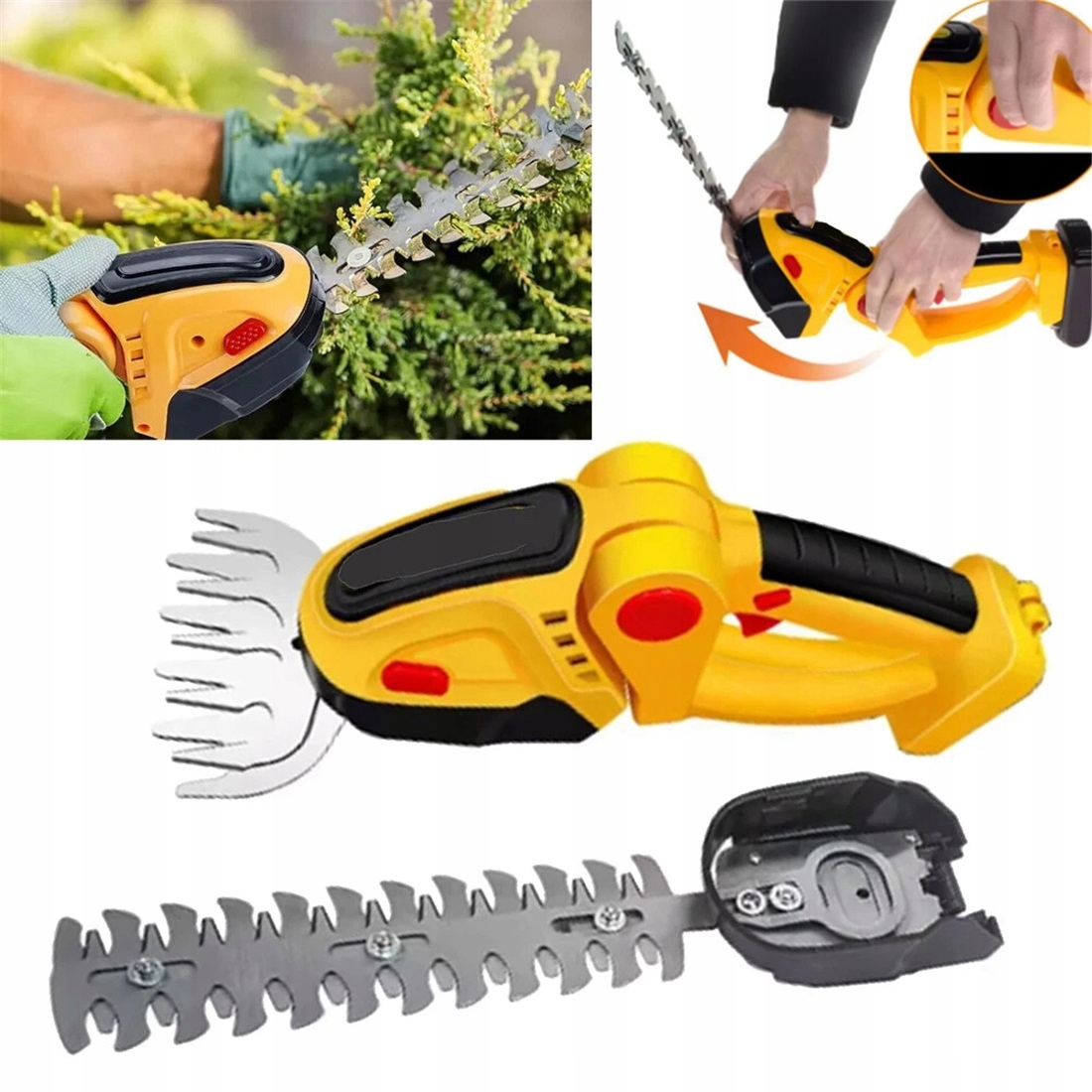 1500MAH Akumulátorové Nůžky Na Živý Plot Ergonomické 750G Žluté