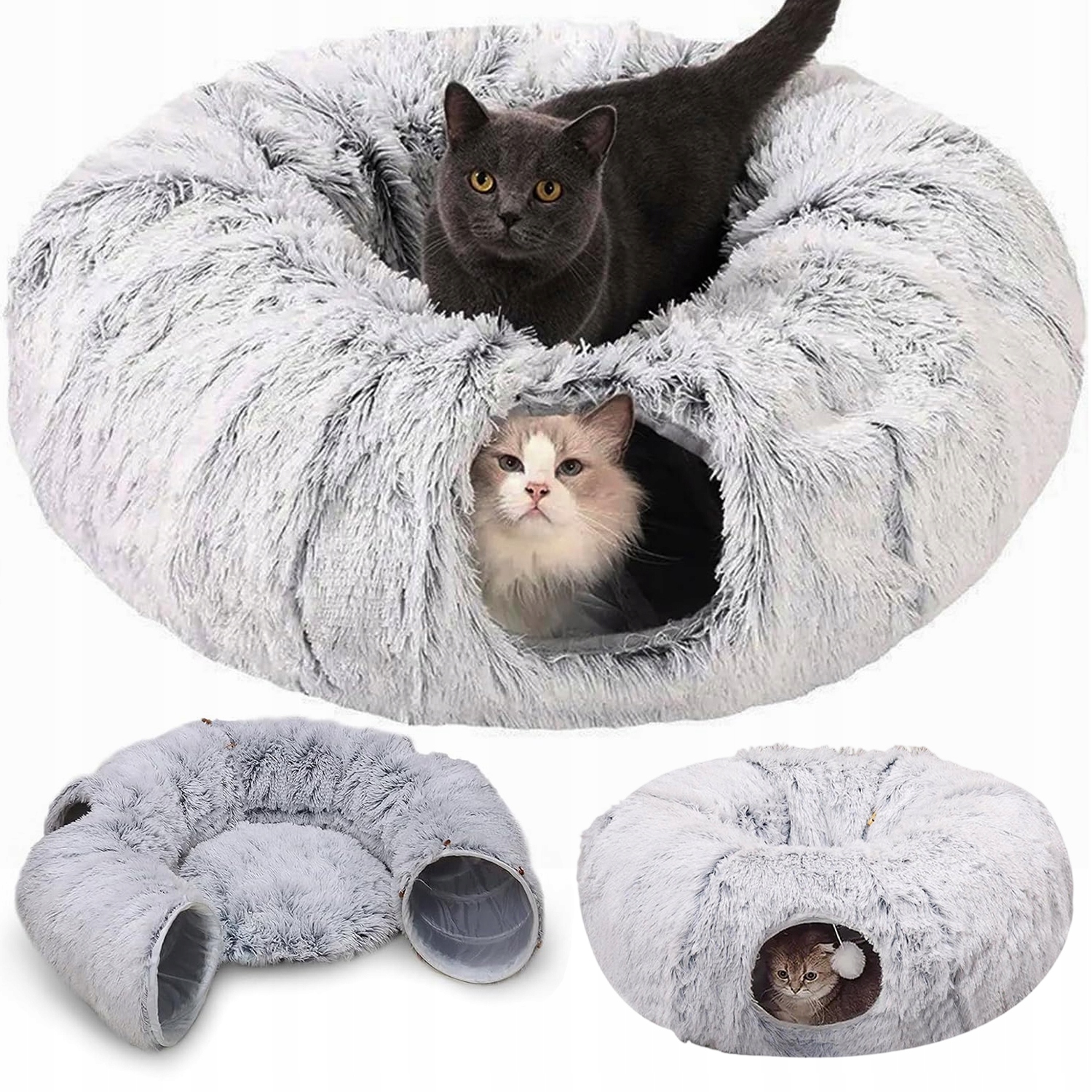 Levně Tunel Pro Kočky Plyšový, Elastický, Změna Tvaru, Mnoho Vstupů A Výstupů