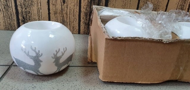 świecznik ceramiczny na tea light   KULA RENIFER  10x9cm | RC1838-31 — 2