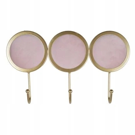 

Wieszak welurowy metalowy różowy złoty 3 haki 31cm