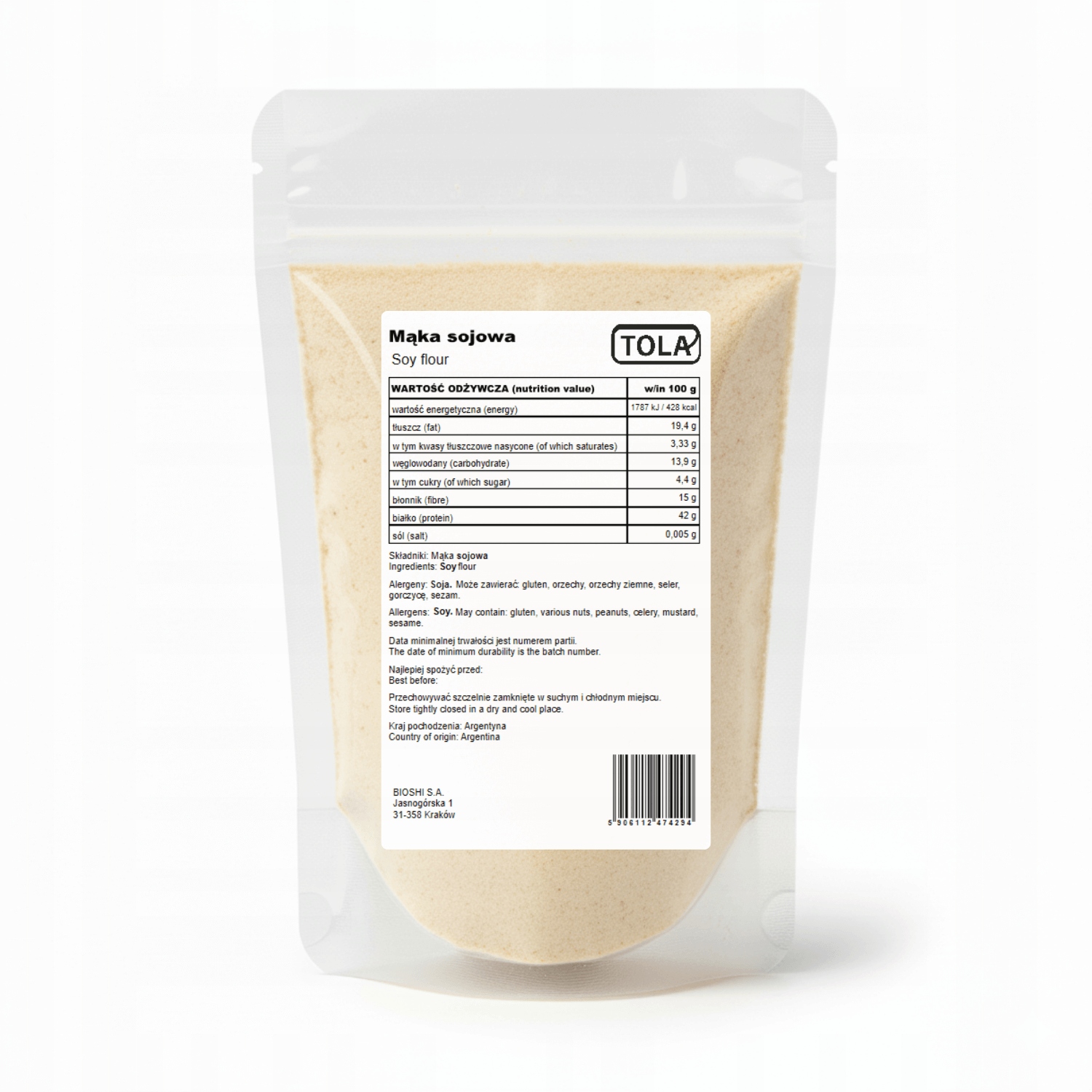 Levně Sójová mouka 10 kg – přírodní, bez Gmo, vysoká kvalita Tola