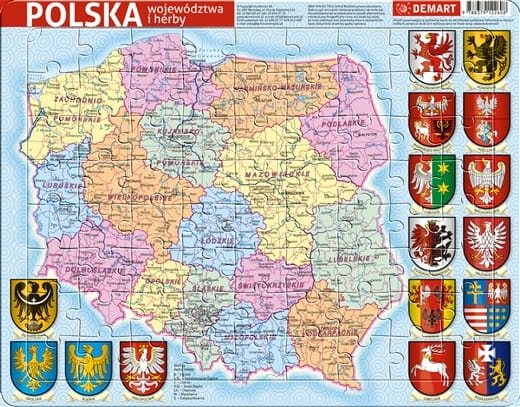

Polska administracyjna Mapa Puzzle ramkowe 72 el.