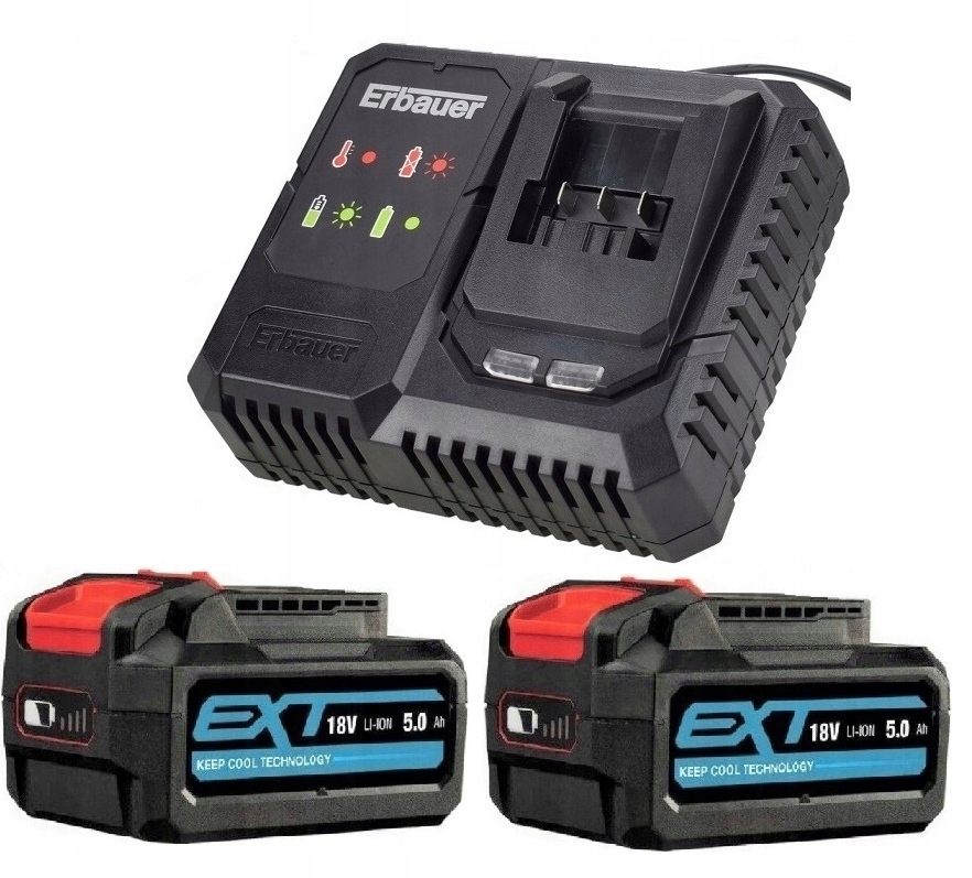 Erbauer Zestaw Zasilający 2X Akumulator 5 Ah Szybka Ładowarka