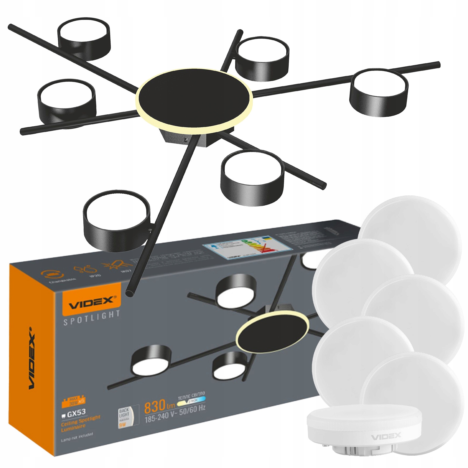 Stropní podsvícené svítidlo 6x GX53 6 ks Led žárovka GX53 8W 730lm 3000K