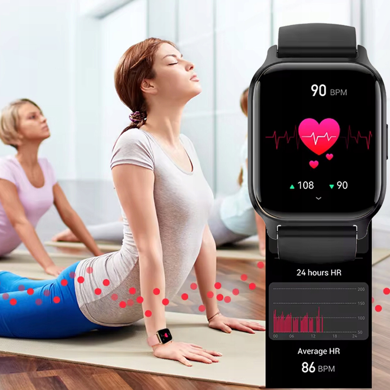 SMARTWATCH ZEGAREK POLSKIE MENU ROZMOWY SPORT SMART WATCH DAMSKI BLACK Model inny