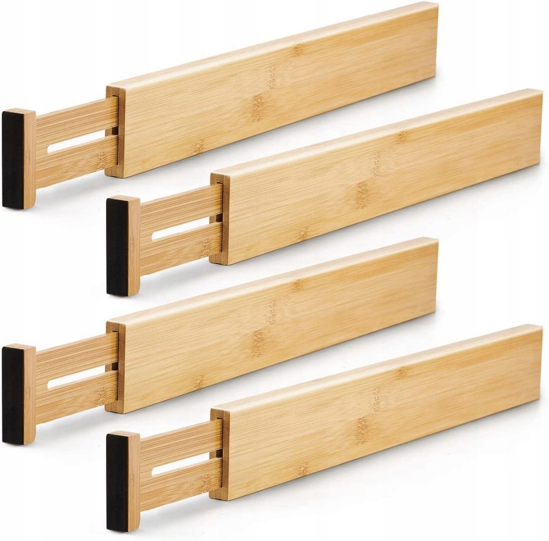 ZESTAW 4 PRZEGRÓD BAMBUSOWYCH KOMPLET DO SZUFLADY RITA