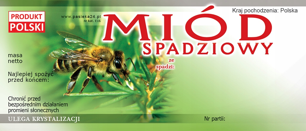 

Etykiety na Miód Spadziowy (100szt) wzór E16