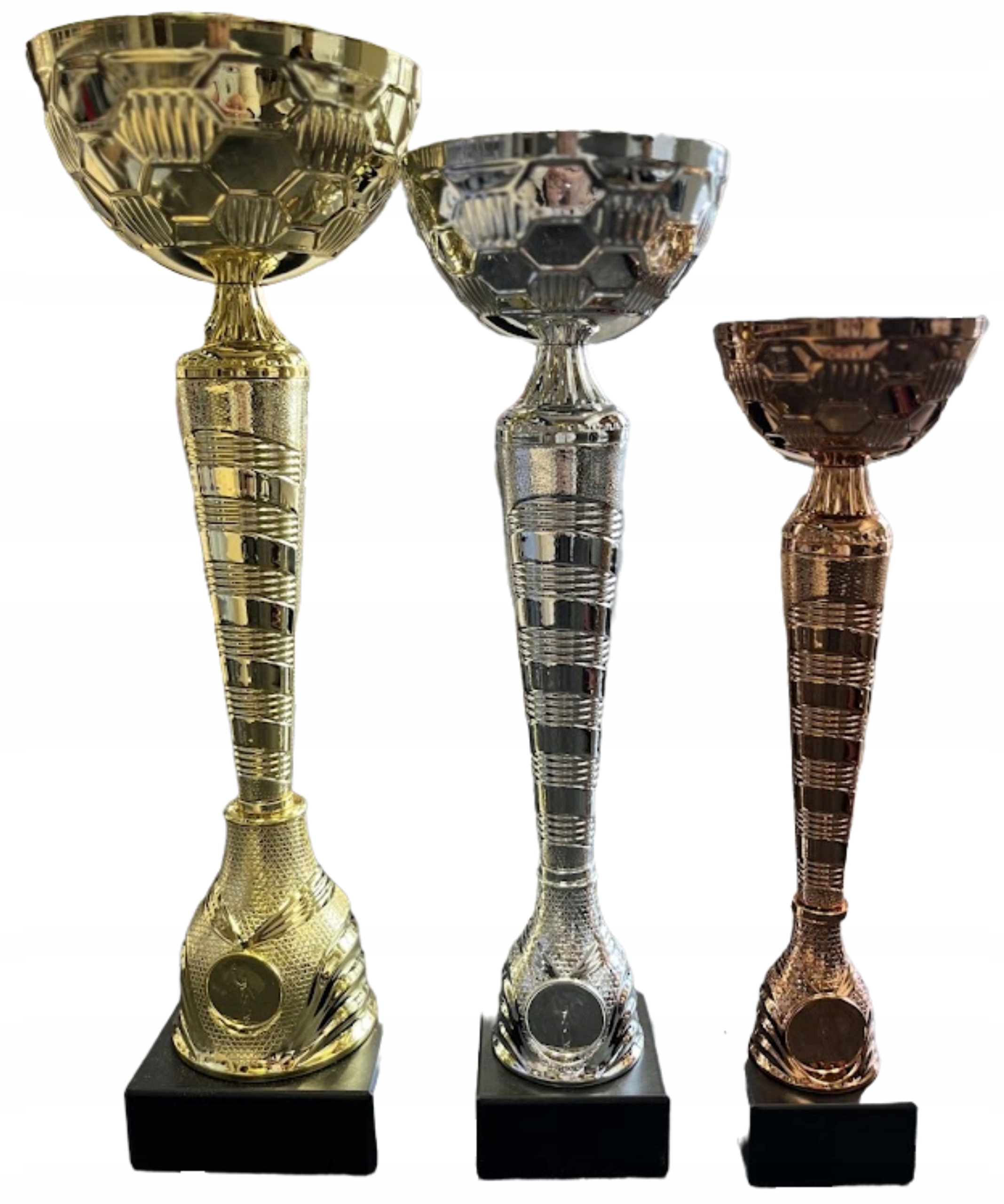 Sada pohárů 1-3 měj zlato stříbro bronz emblém cedulka 35/32/28 cm