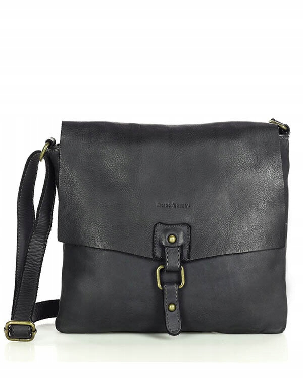 Torebka skórzana listonoszka damska na co dzień czarna Marco Mazzini