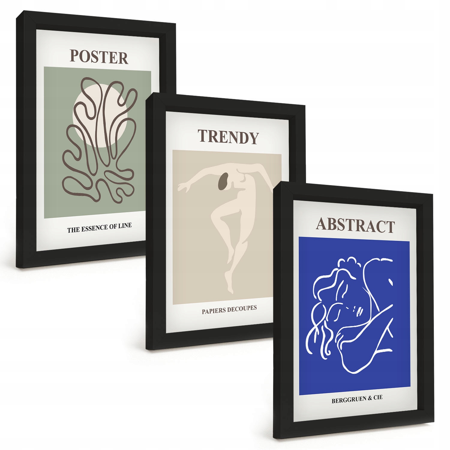 Komplet v rámu Henri Matisse, pastelové ilustrace, 3dílná sada