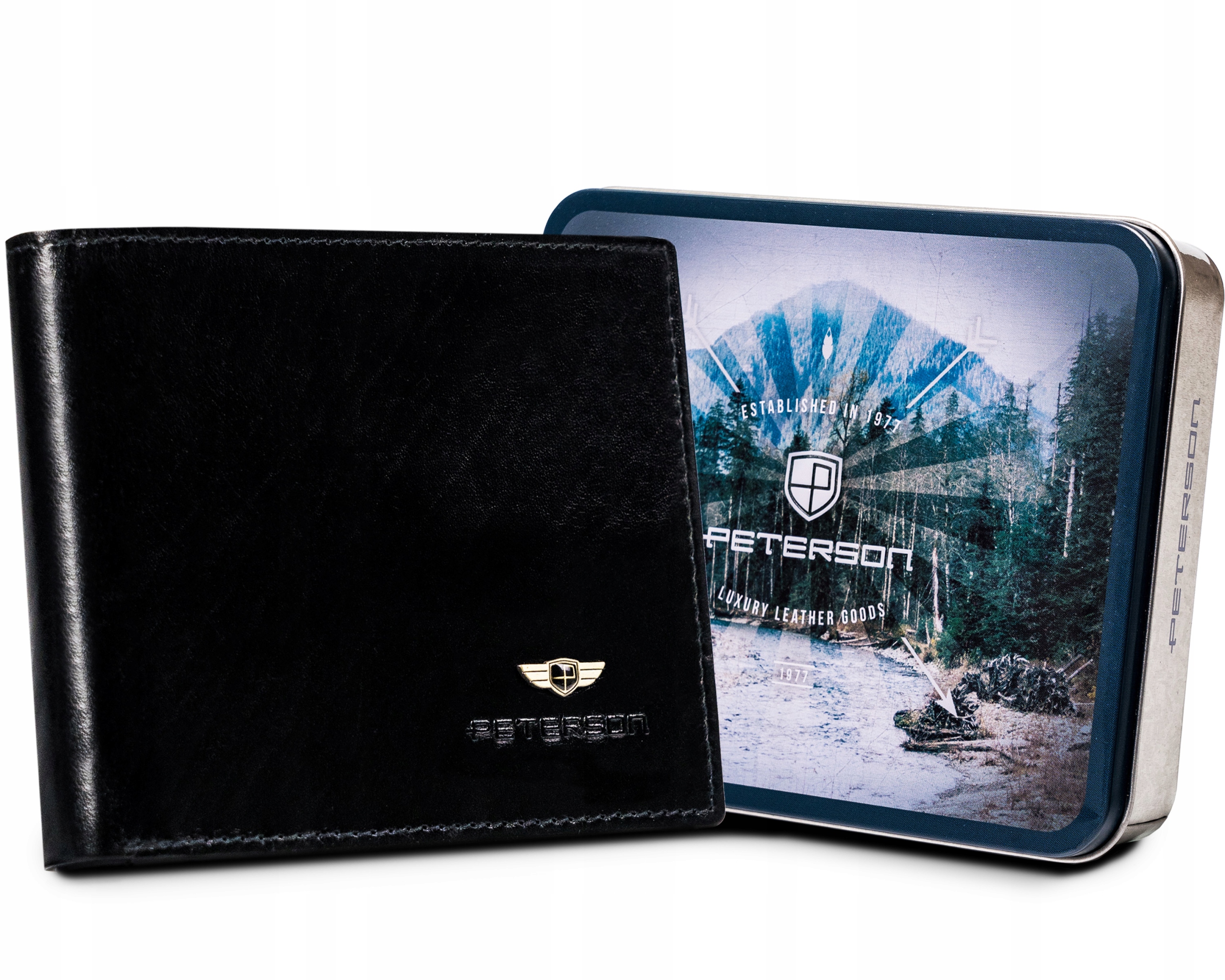 Pánská peněženka z přírodní kůže Peterson Rfid černá, elegantní jako dárek