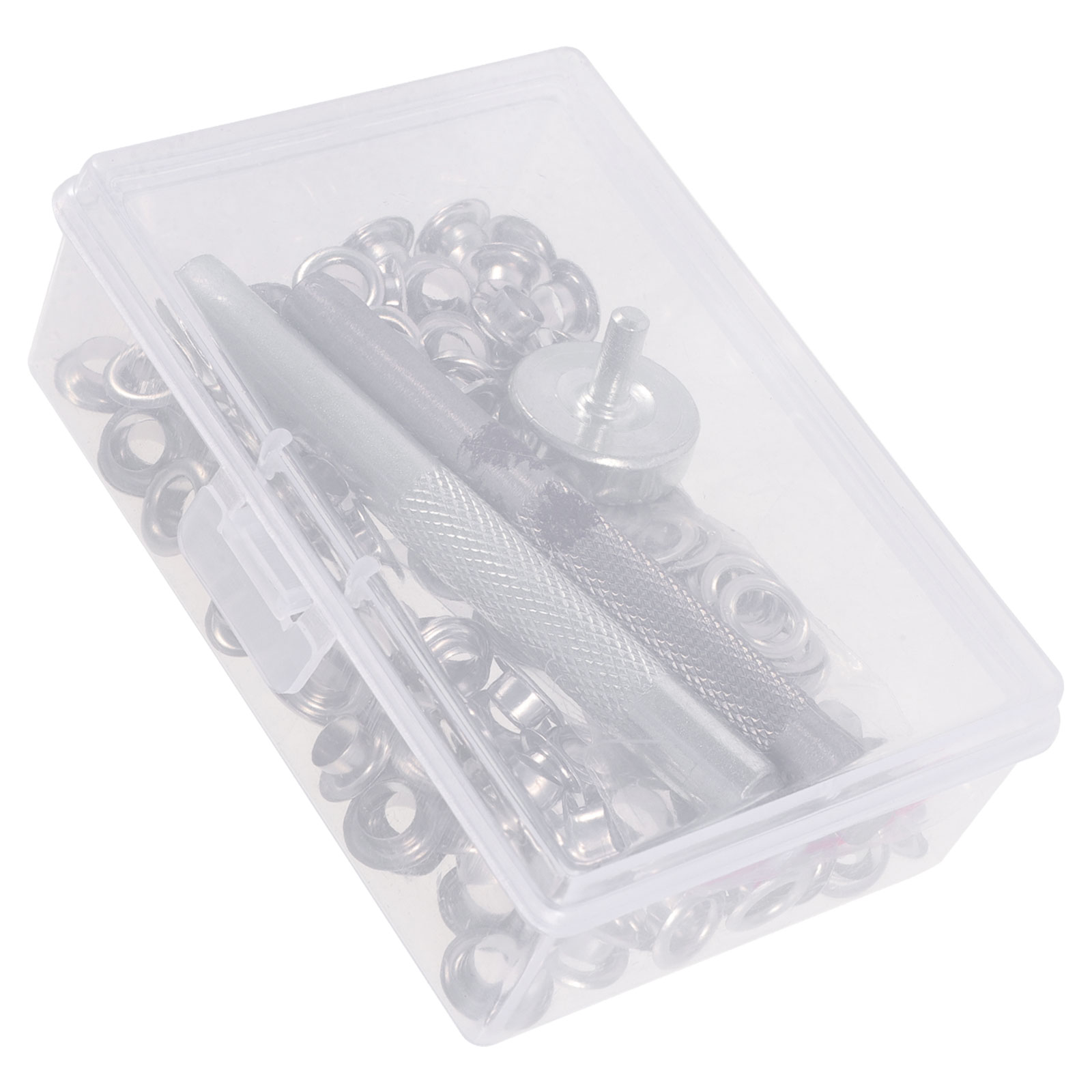 100Set Multipurpose Silver Eyelet Button Fastener Kit for Diy & Clothes