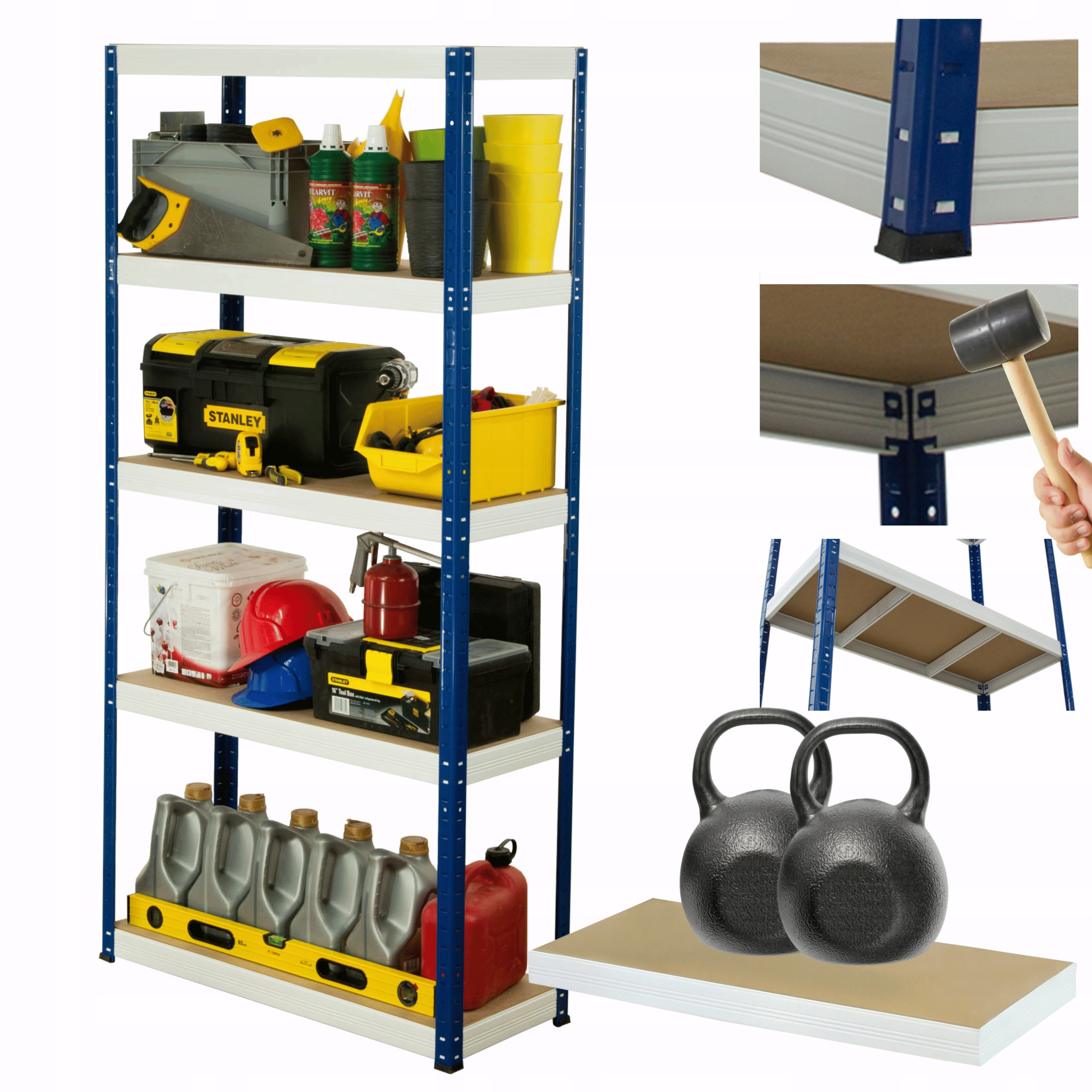 Kovový skladový regál Helios 180x75x45 cm 5Px275 kg Pl Silný