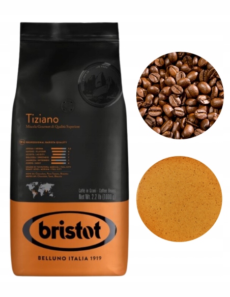 Levně Bristot Tiziano Černá Káva zrnková do espressa 1 kg