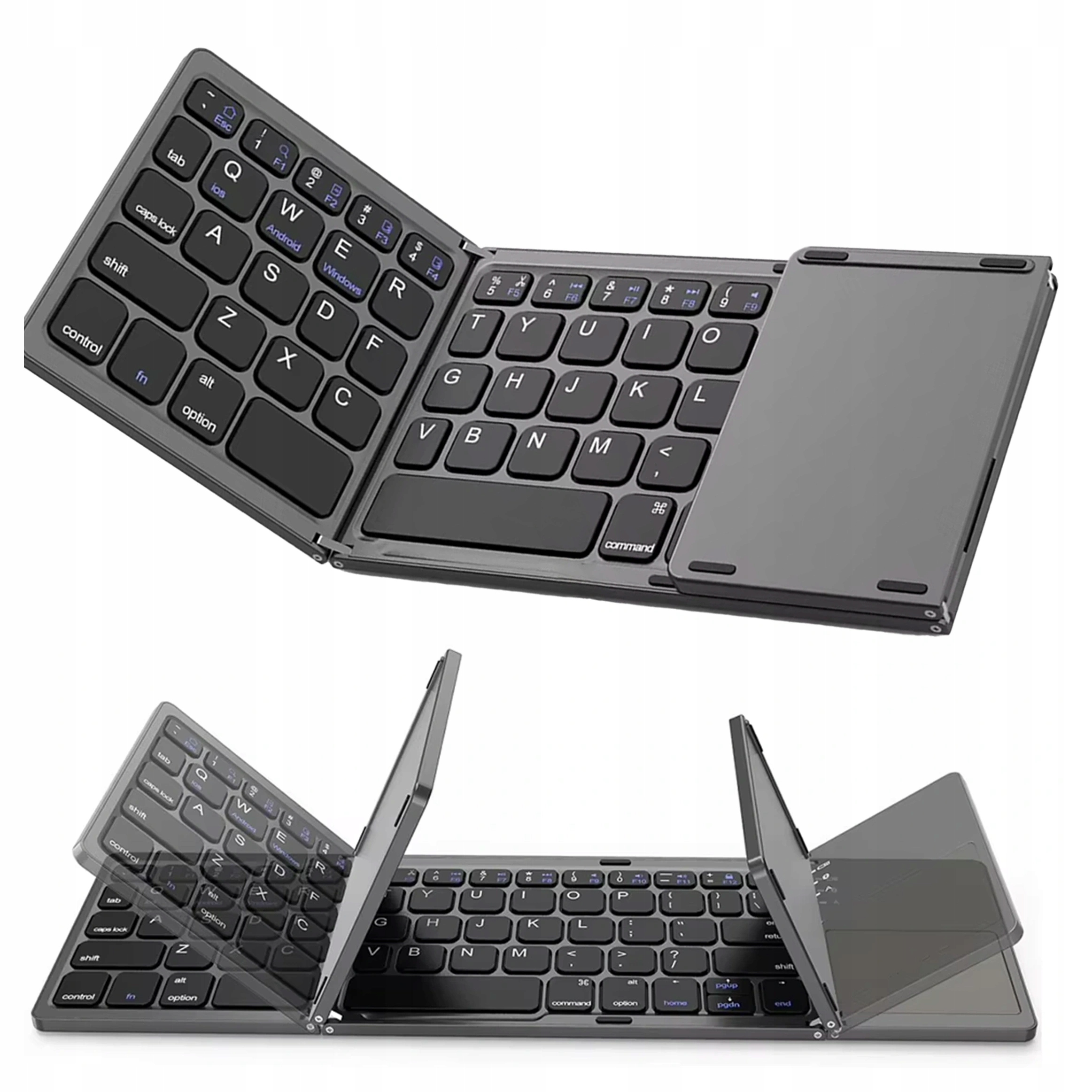 Bezdrátová klávesnice Bluetooth 5.1 Touchpad Univerzální skládací lehká