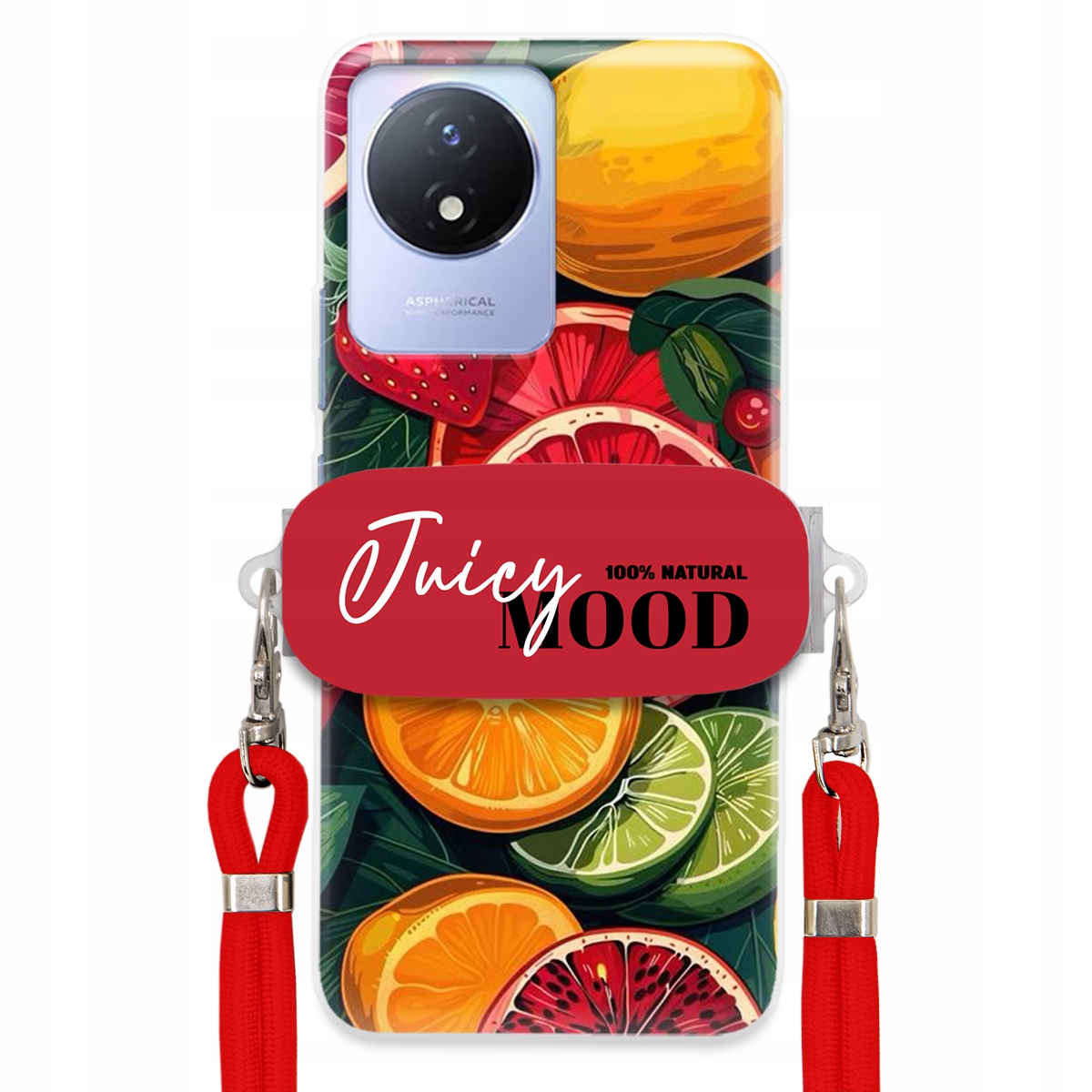 Puzdro pre Vivo Y11 2023 Červená Crossbody šnúra Módny držiak Juice Mood