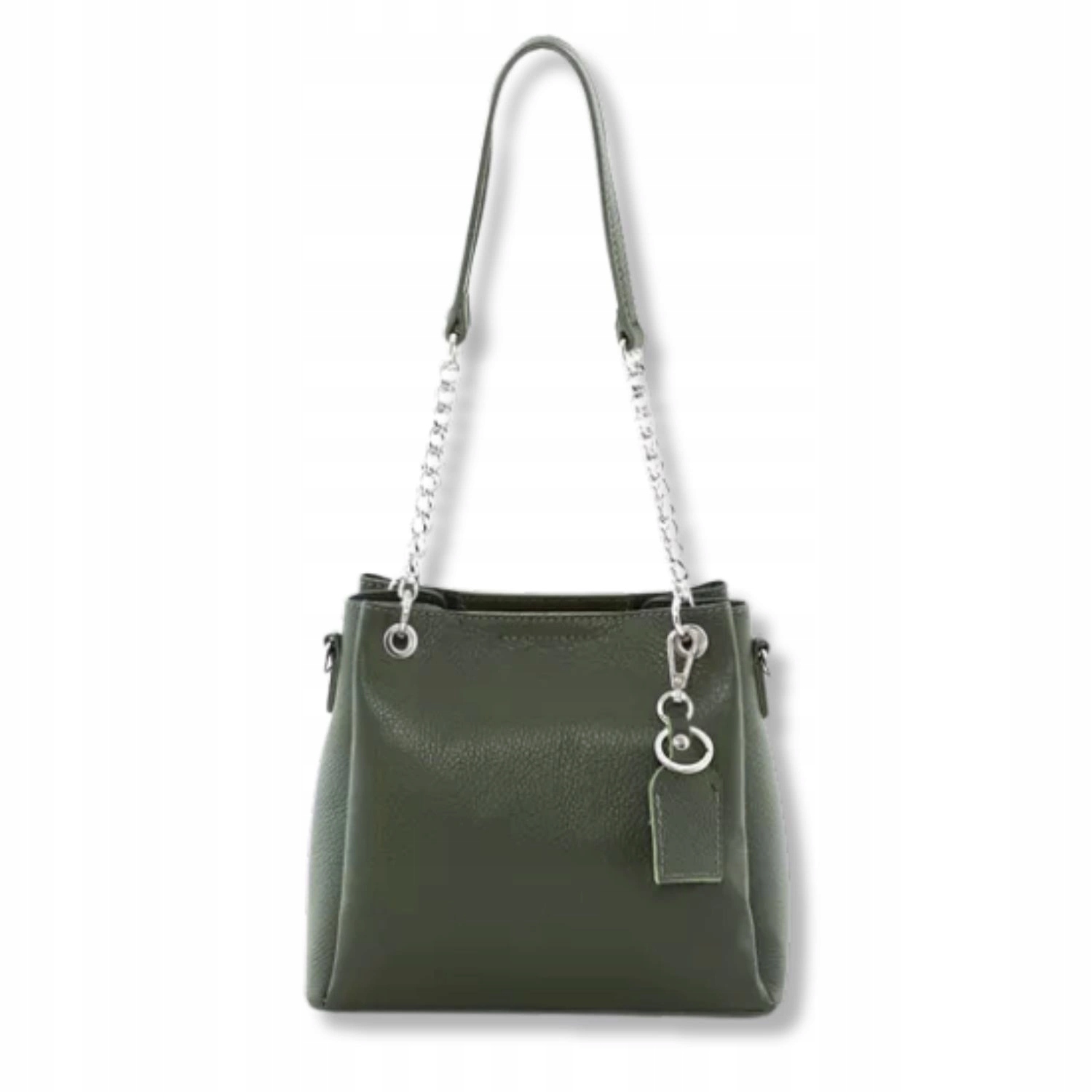 Dámská kabelka Sbv Luka Verde zelená kožená Dollaro módní s řetízkem