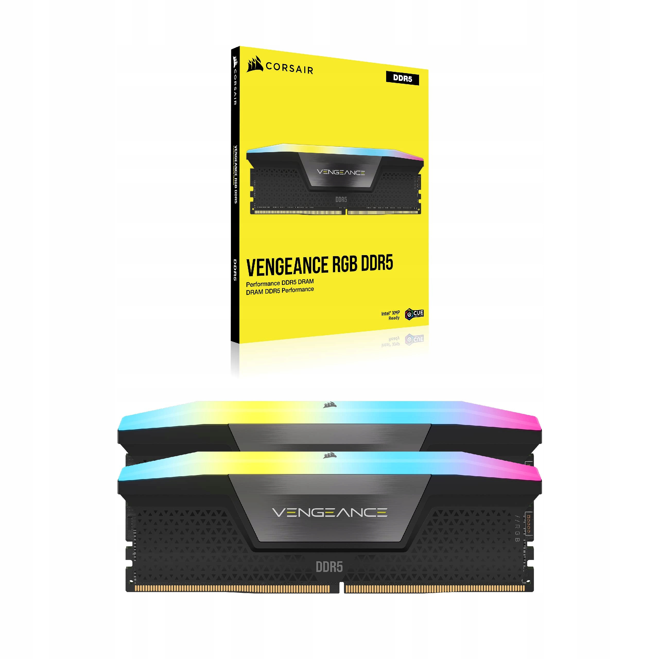 CORSAIR DDR5, 5200MT/s 96GB 2x48GB DIMM, 38-38-38-84, XMP 3.0, VENGEANCE RGB DDR5 Black Heatspreader, RGB LED, 1.25V — 8
