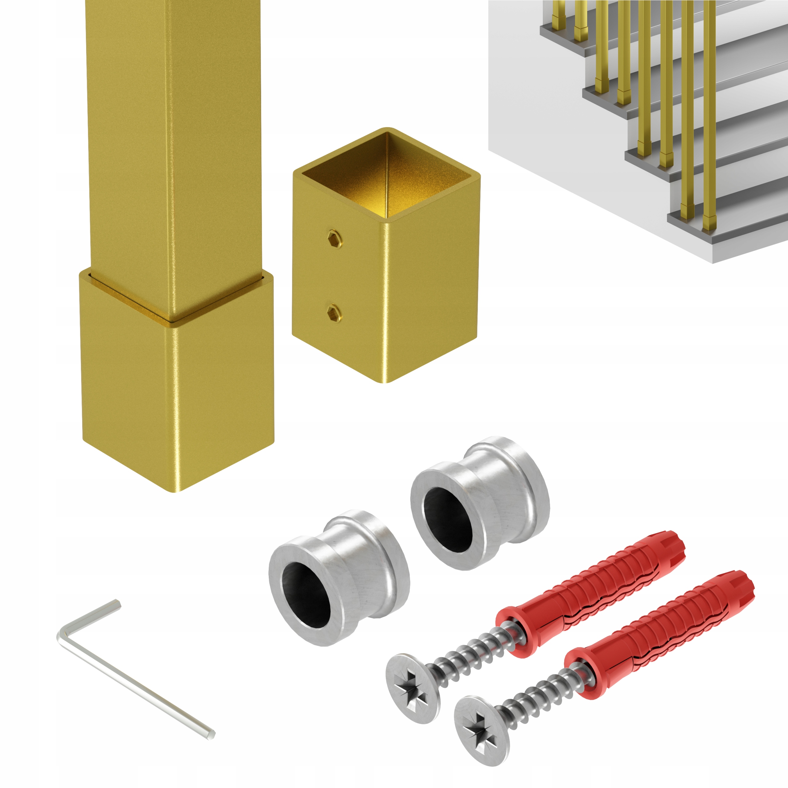 Zábradlí Na Schody Barierka Sloupek Zlatý 25x25 mm 400 cm Harfa Slim