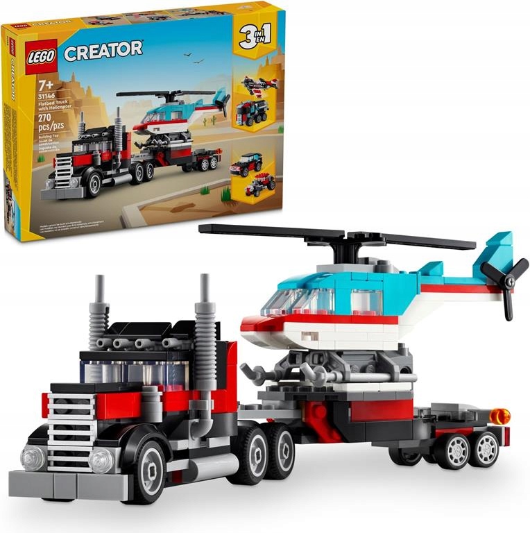 Lego Creator 31146 Ciężarówka Z Platformą I Helikopterem 3W1 Samochód Suv