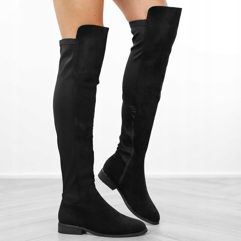 Czarne kozaki damskie płaskie elastyczne QT75P r36 Marka bez marki