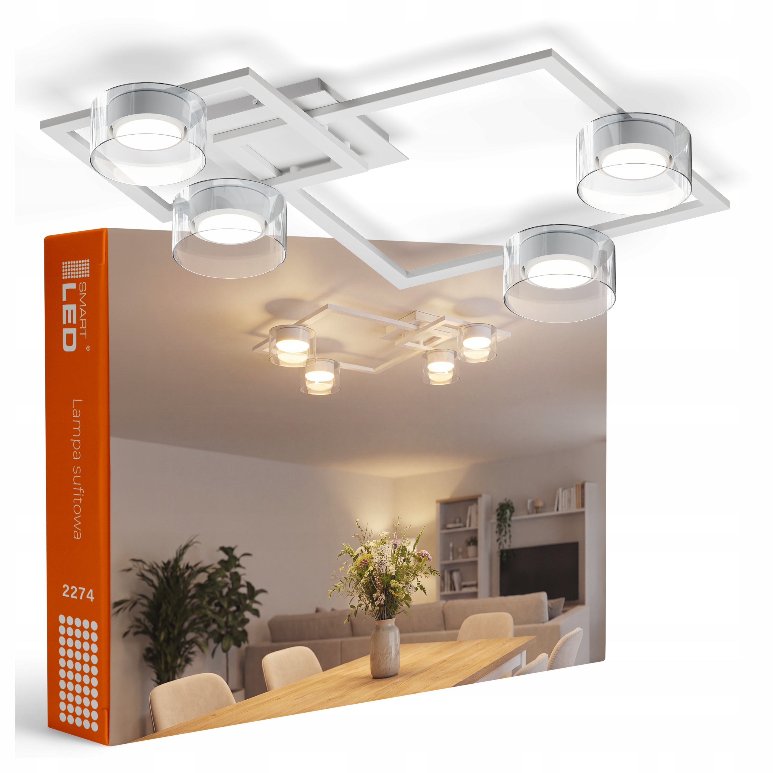Závěsná stropní Led lampa 4X GX53 Loft Bílý lustr Stropní Svítidlo Moderní