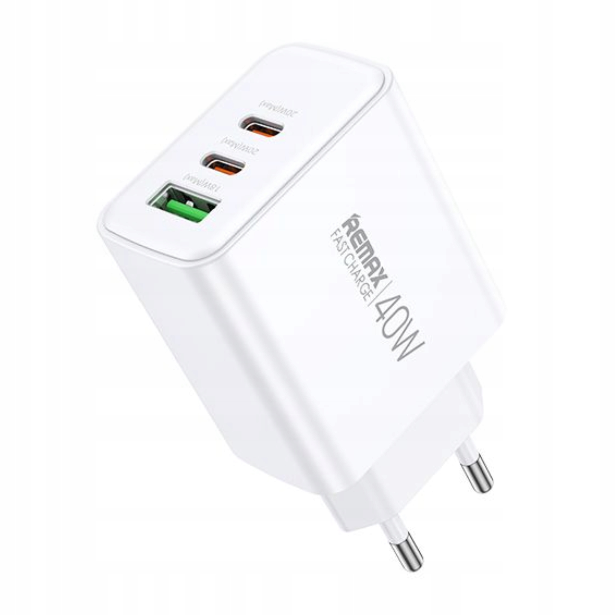 Szybka ładowarka sieciowa Remax 2x USB-C + USB-A 40W PD Quick charge