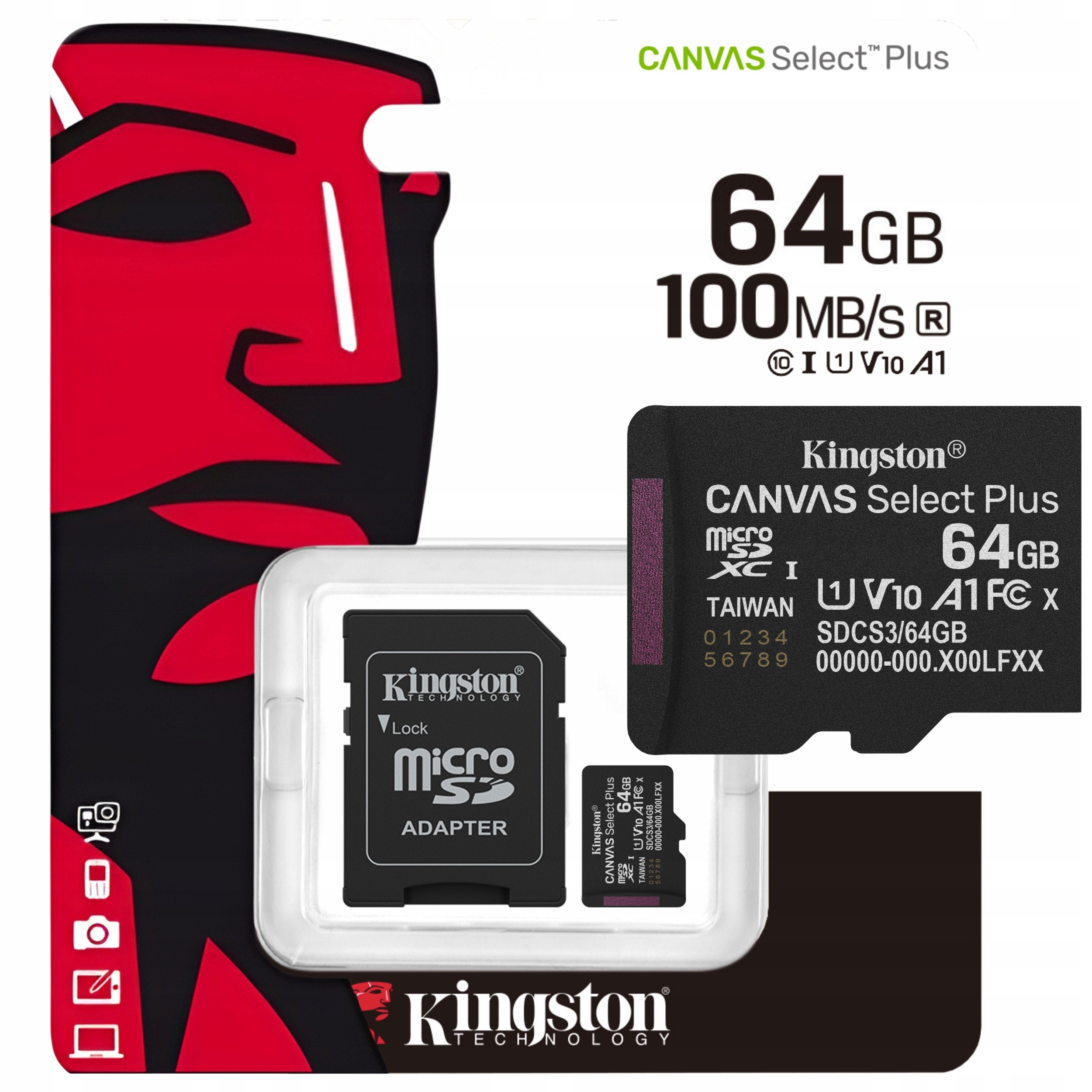 Karta pamięci 64 Gb Micro Sd Kingston Do Telefonu Do Kamery A1 V10 100Mb/s