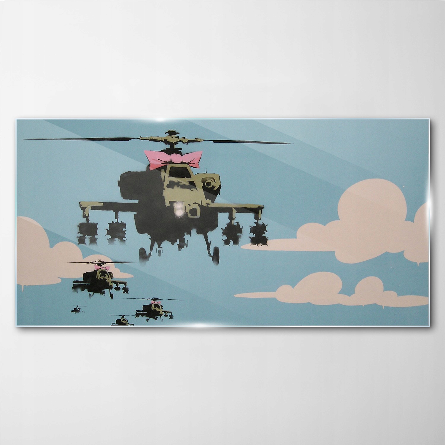 

Foto-obraz szklany Helikopter Banksy 100x50 cm