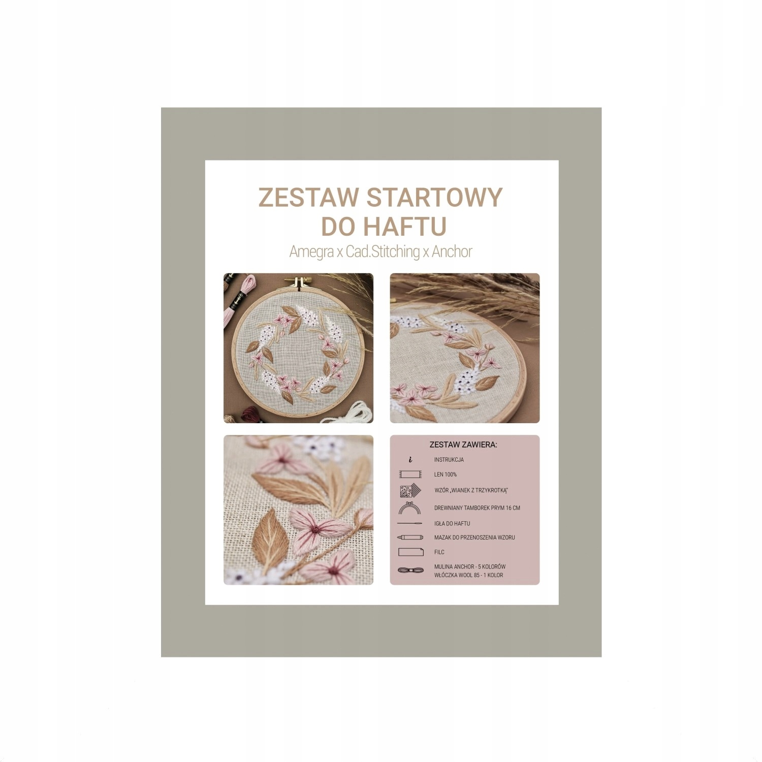 Vyšívací sada Anchor mulina kanva tamborek jehla