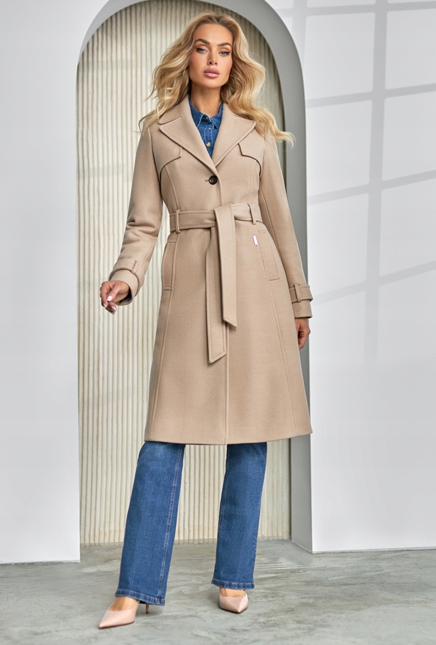 Zartex dámský kabát klasický bez kapuce Perla světlý camel Aw 24 vel.44