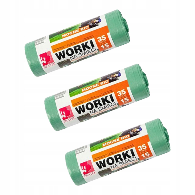 

3x Worki Na Śmieci Biodegradowalne 35L 15 Szt