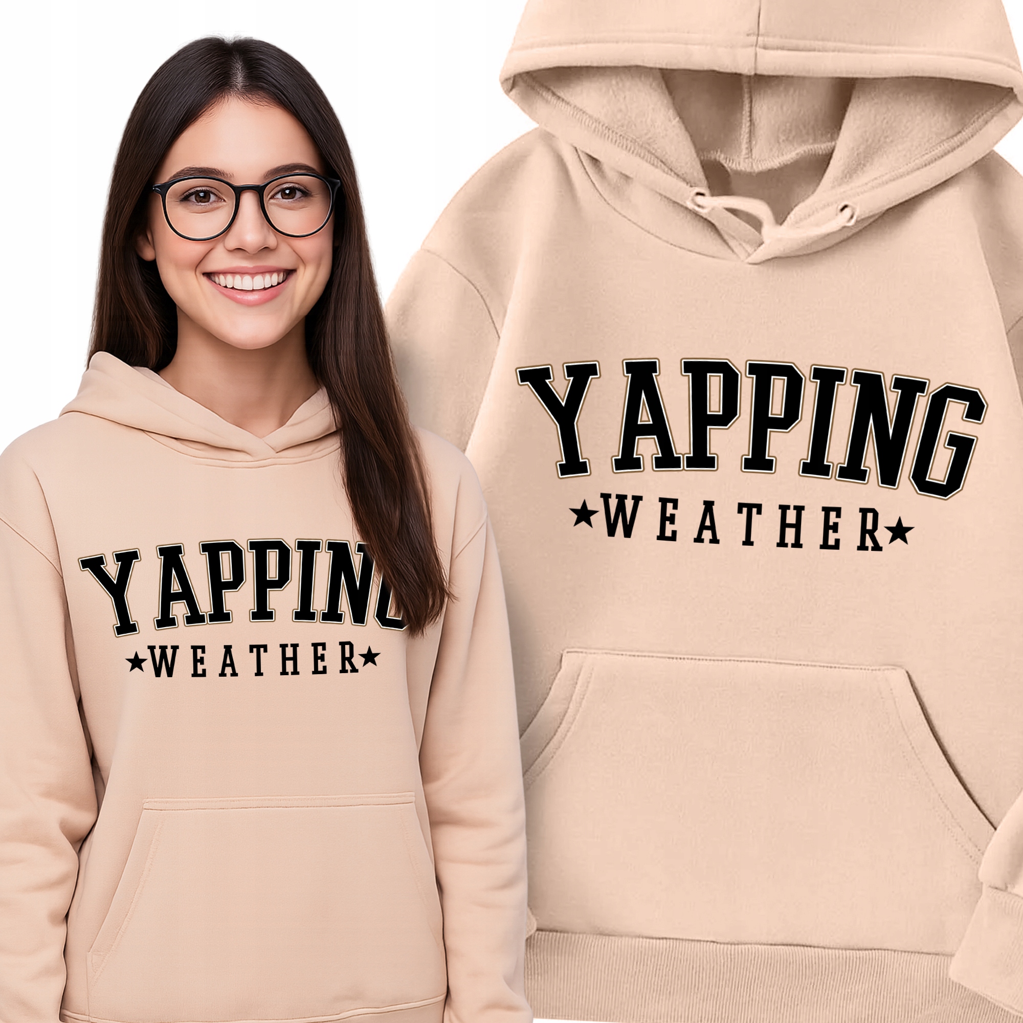 Mikina Broskev Dámská Módní S Kapucí Stylový Dárek Yapping Weather M