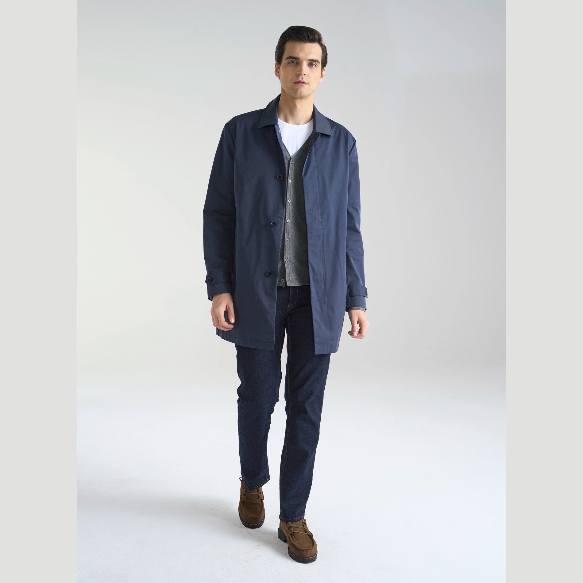 Tmavě modrý pánský kabát na jaro Pako Lorente vel