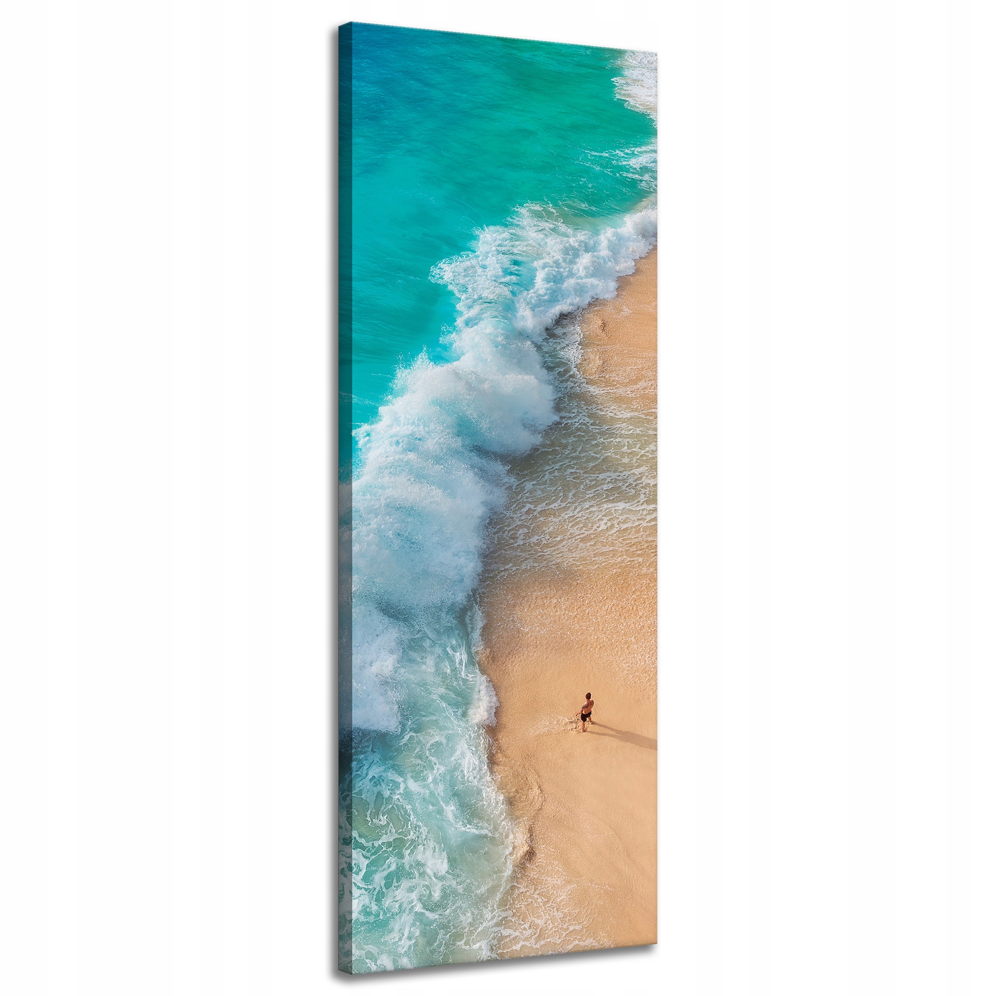 Obraz na plátně Muž na pláži Vlny Voda Slunce 40x120 cm