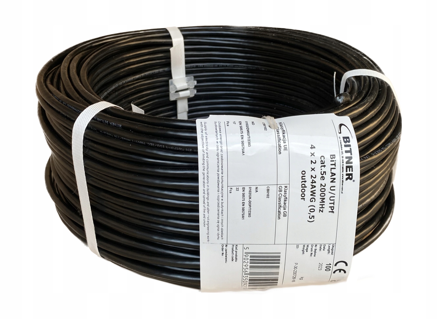 Kabel Utp Bitner kat.5e zewnętrzny, żelowany 100m