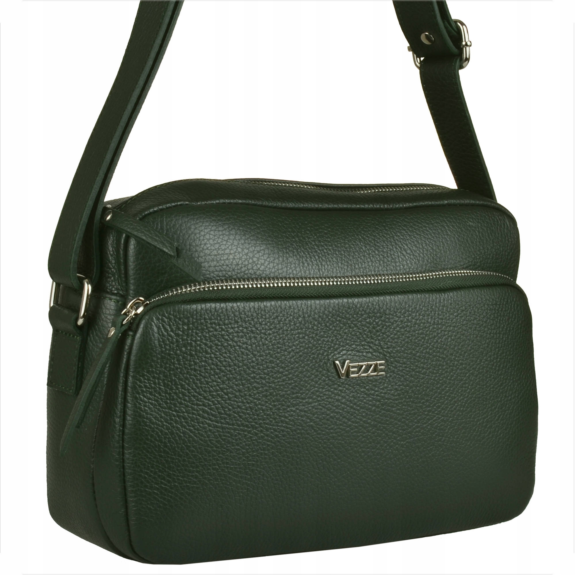 

Skórzana torebka damska Vezze zieleń butelkowa