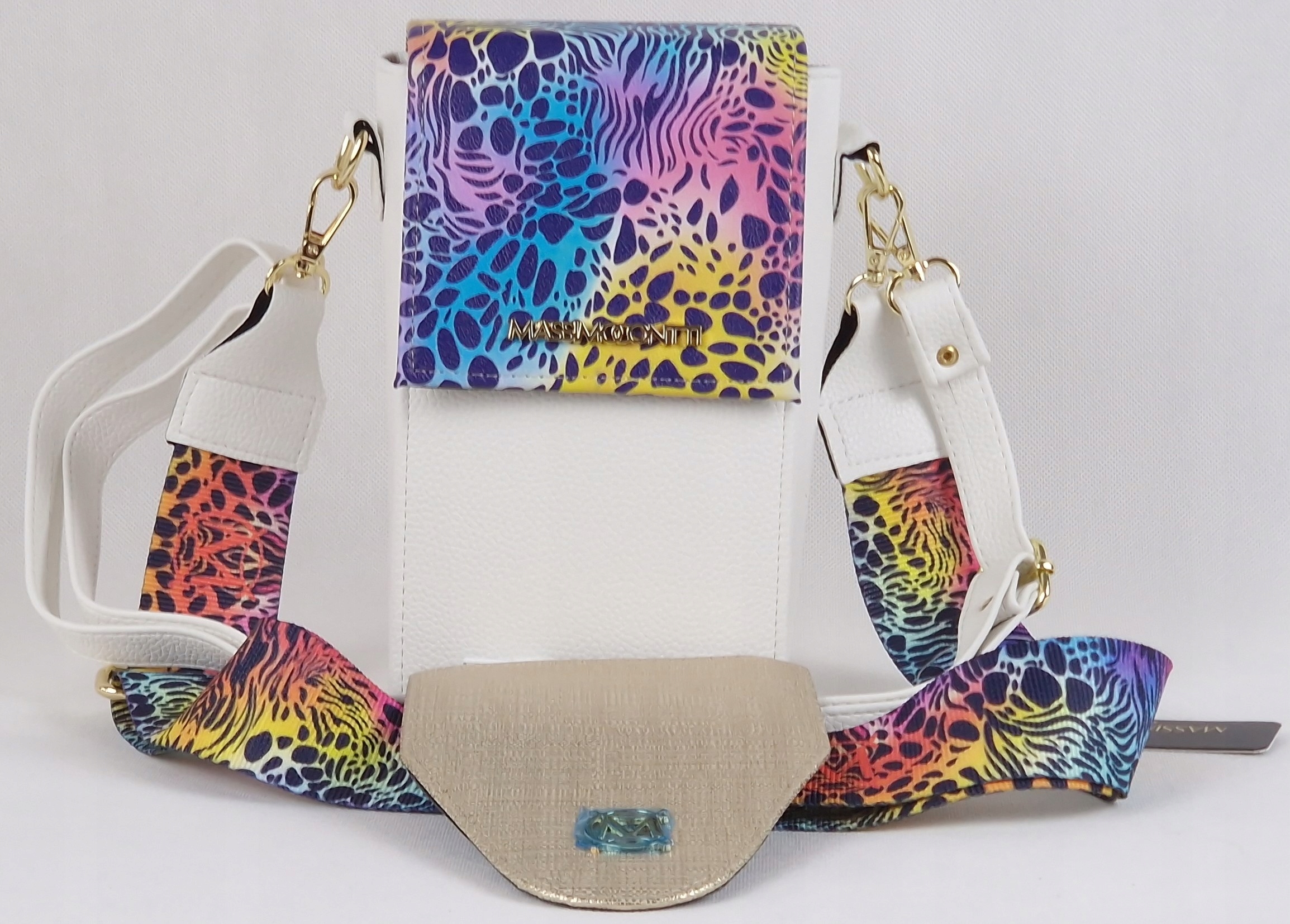 Massimo Contti taška kabelka přes rameno na kolo s vyměnitelnou klopou bílá