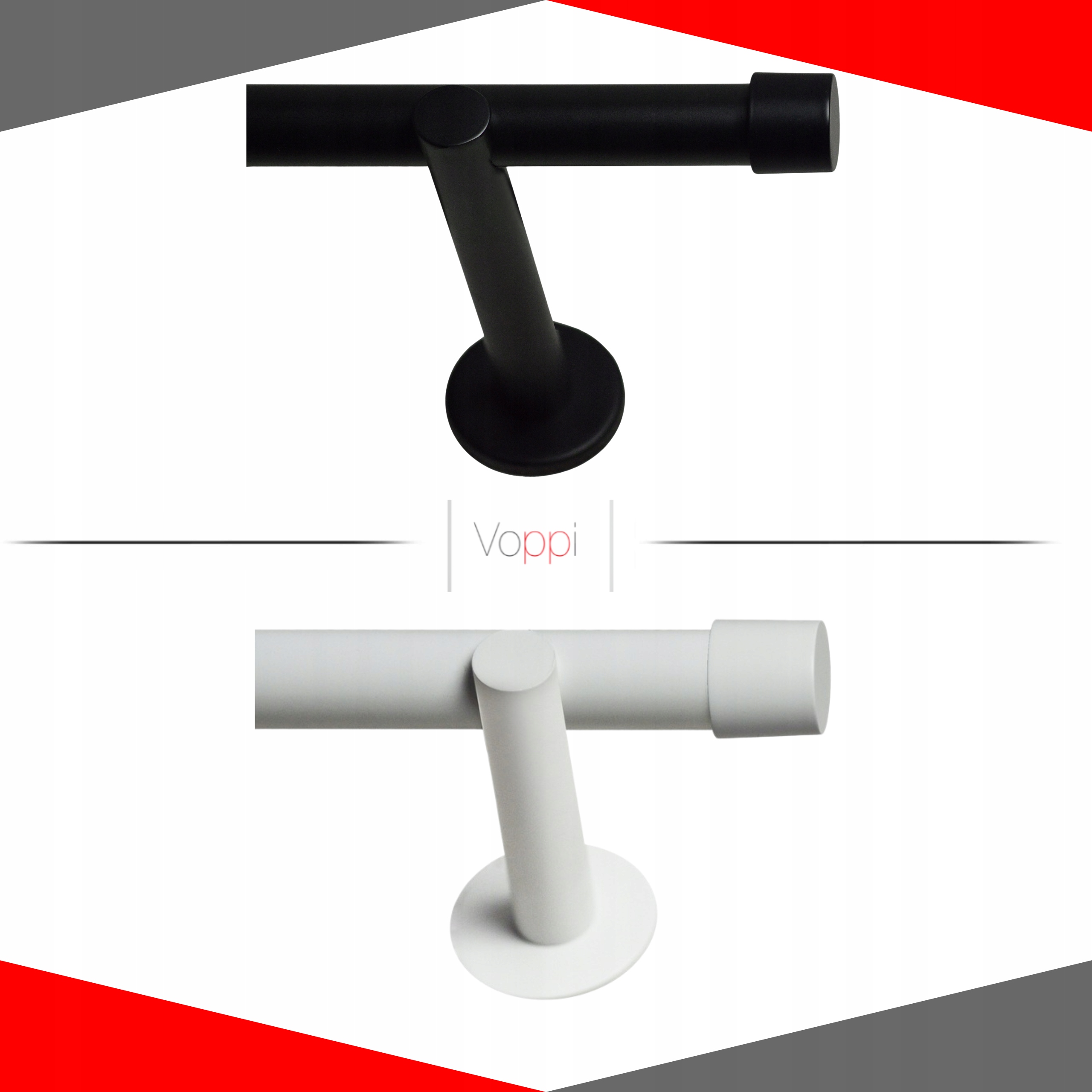 KARNISZ POJEDYNCZY CZARNY BIAŁY 140CM GRUBA RURKA 25MM Marka Voppi