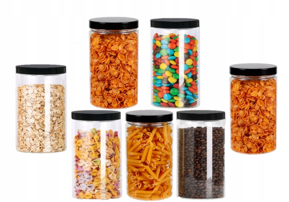 

Słoik Plastikowy 1250ML Na Makaron Żywność 7 Sztuk