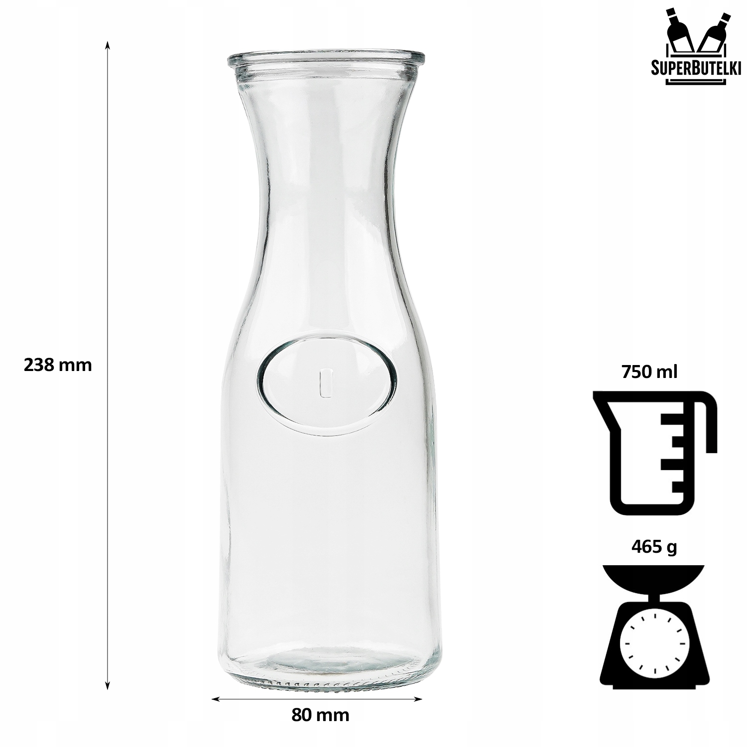 KARAFKA NA WODĘ LEMONIADĘ NAPOJE SOKI WINO NALEWKI DZBANEK SZKLANY 750 ML Linia karafka na wodę 0,75 L