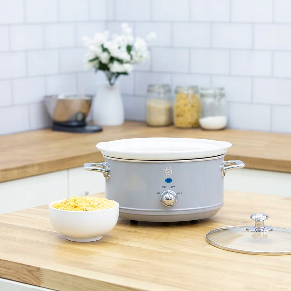 SWAN Retro Wolnowar 3,5L Ceramiczny Antyadhezyjny Szary 200W 3 Temperatury — miniatura 4
