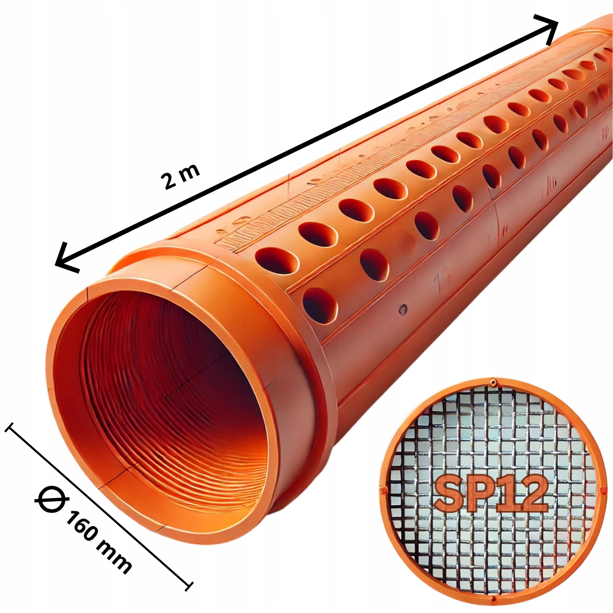 Zestaw Diy na rurę 2m fi 160 siatka studniarska SP12 taśma wkręty Uniwoda