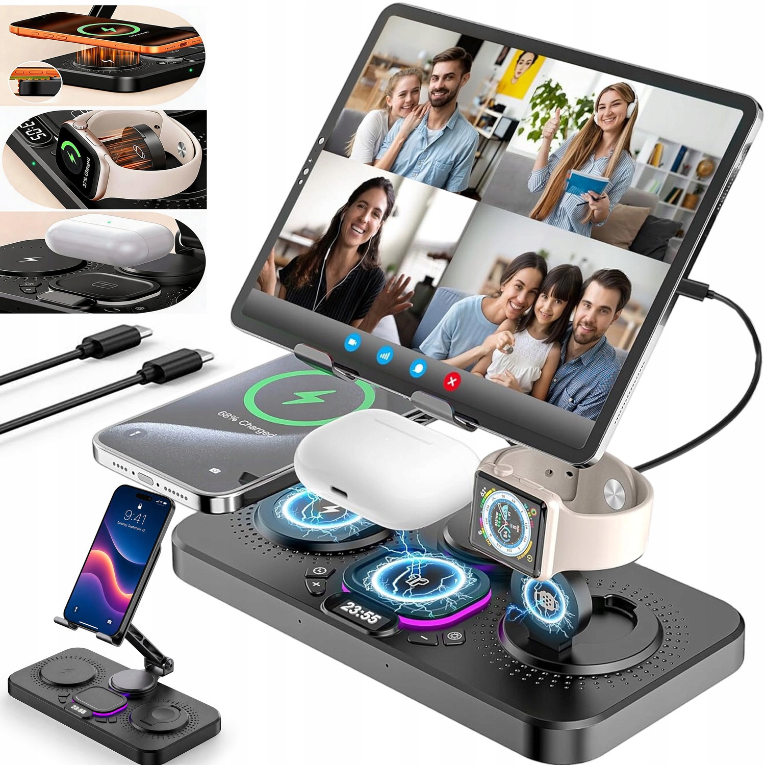 Indukční Nabíječka 6V1 3-15W Pro Iphone 12 13 14 15 Apple Watch Airpods