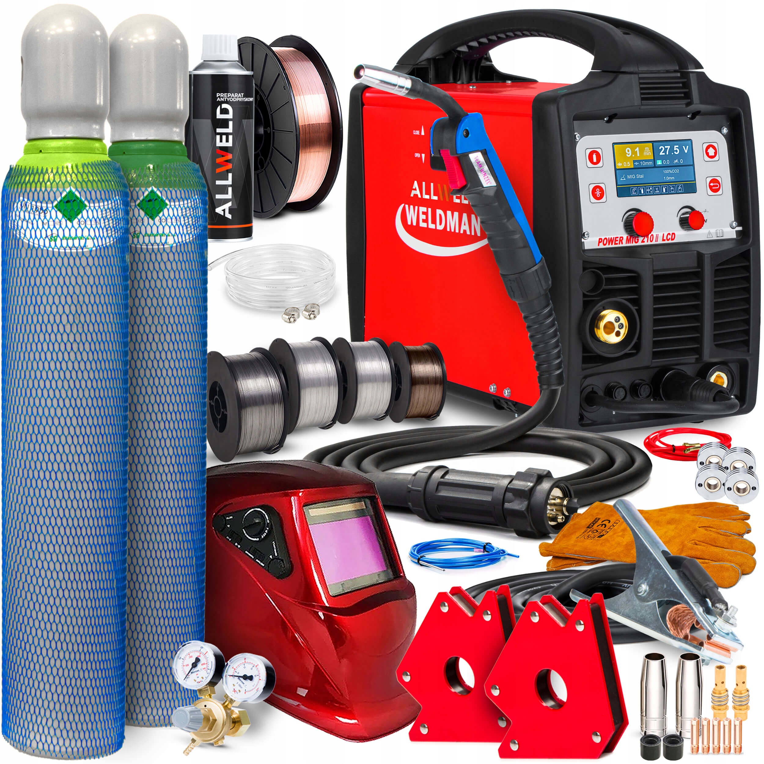 Svařovací Stroj Migomat Weldman Power Mig 210 LCD Igbt Mag Mma Tig Synergie 3V1 4R