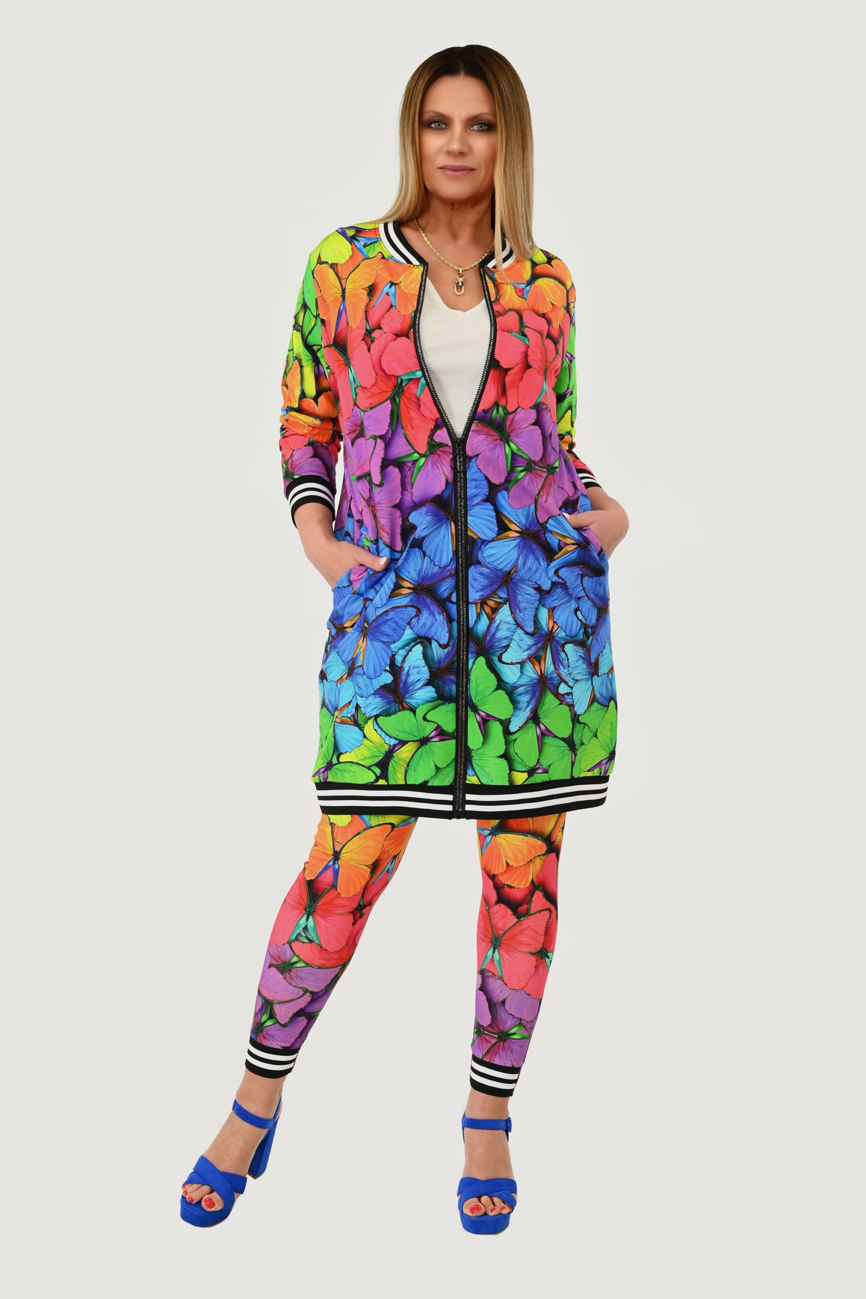 Sasha Ferrano dres komplet Flovi kolorowe motyle 2 44/46 bawełna premium