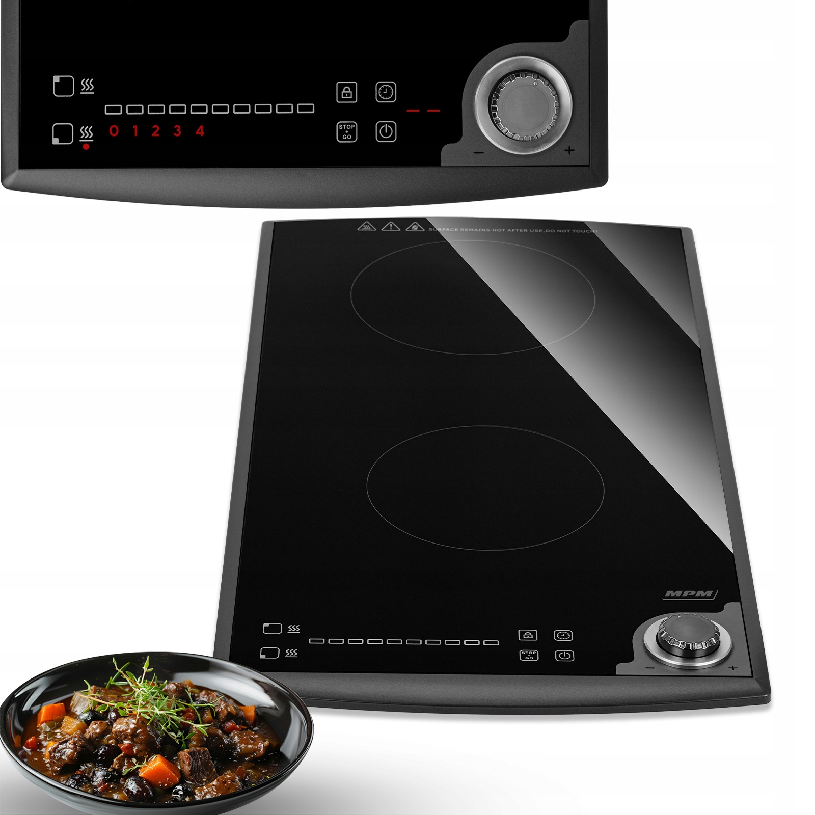Kuchenka turystyczna elektryczna indukcyjna 3100W szkło 2-polowa Mpm MKE-24