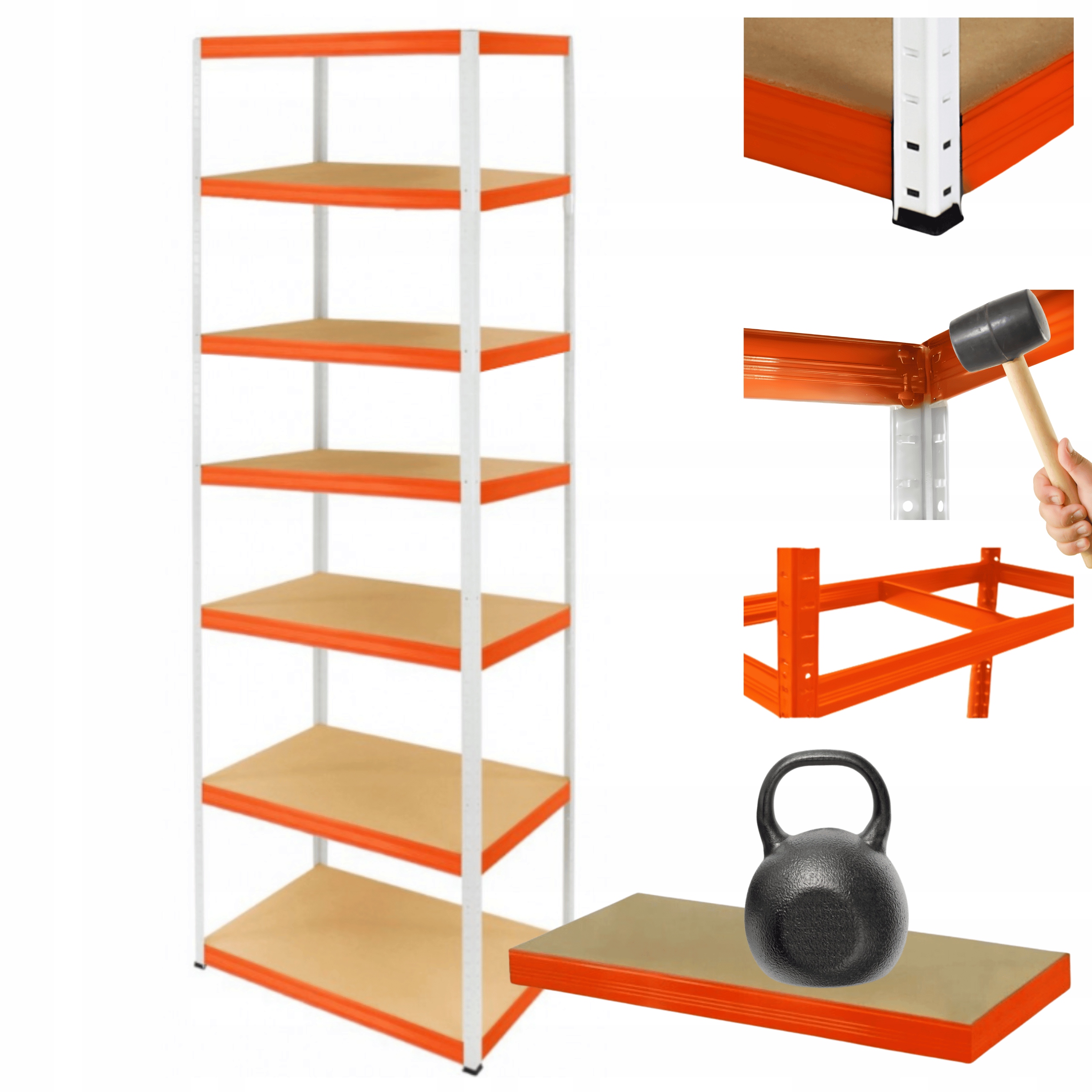 Kovový skladový regál Helios 270x100x50 cm 7Px175 kg Pevný Vysoký