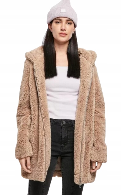 Urban Classics Dámský Béžový Kabát S Kapucí Na Zip 4XL J7D