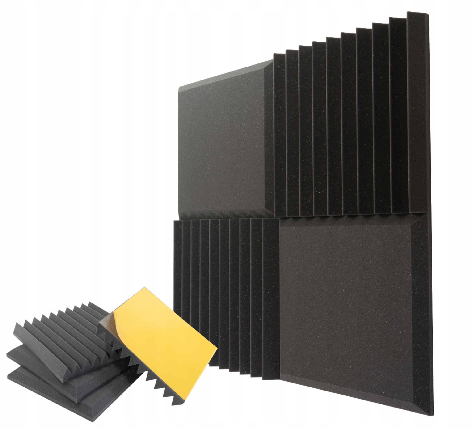 Sada akustických panelů o tloušťce 7 cm Samolepící klíny a ploché panely 4ks
